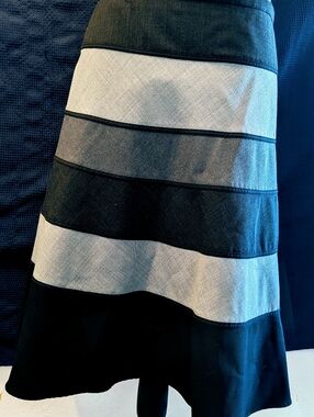 BCBG MaxAzria Black and Gray Striped A-Line Skirt